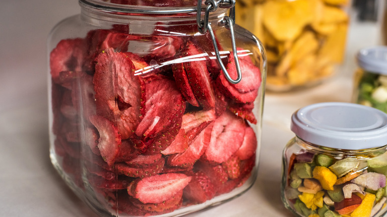 Freeze-dried fruit in jar