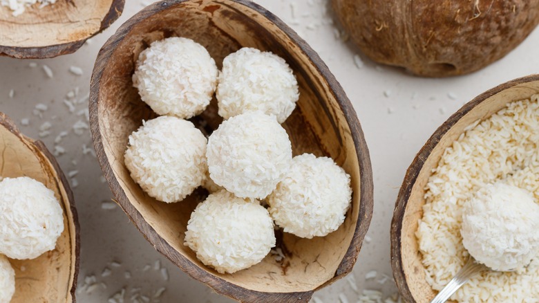 coconut cookies in coconut shell