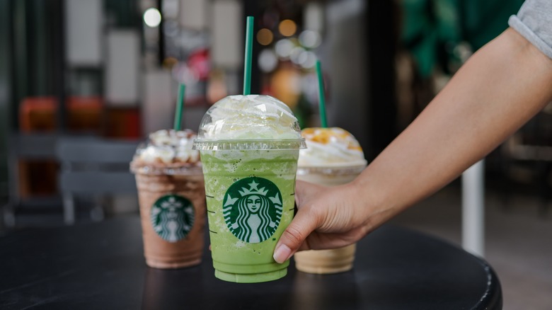 3 Frappuccinos on a table