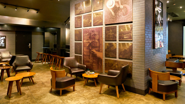 Inside a Starbucks cafe