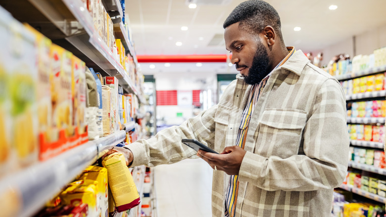 man shopping for groceries