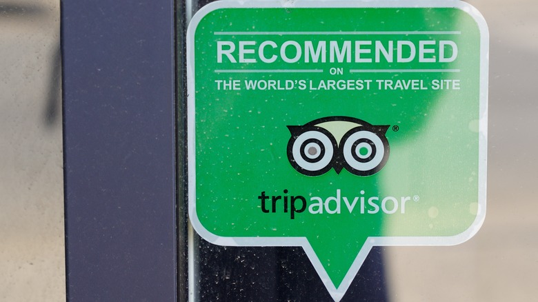 Trip Advisor sign recommending restaurant