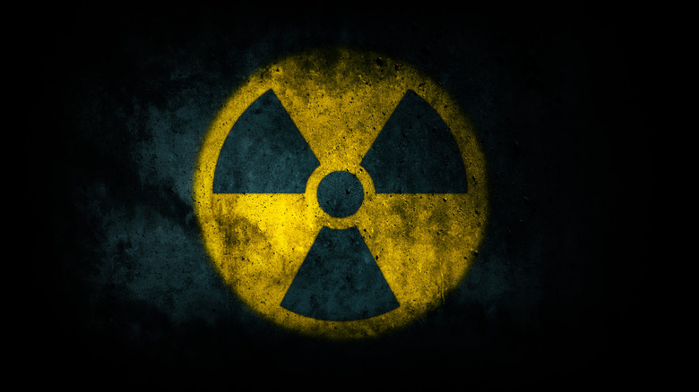 Tarnished radioactive sign