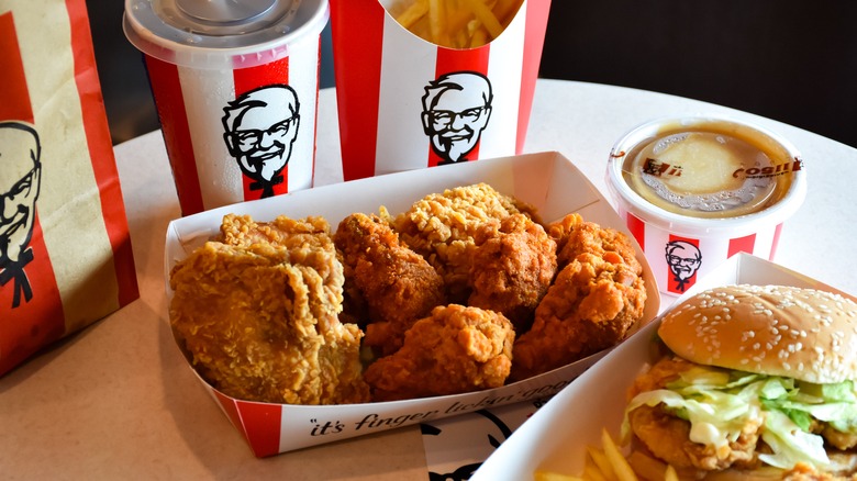 Array of KFC food items