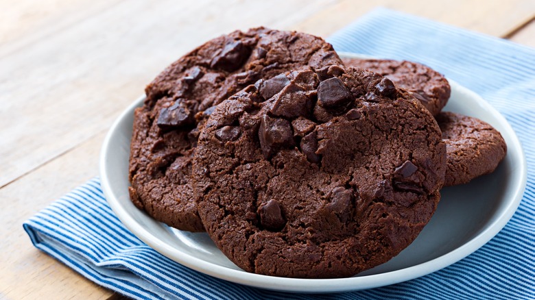 plate of double chocolate cookies