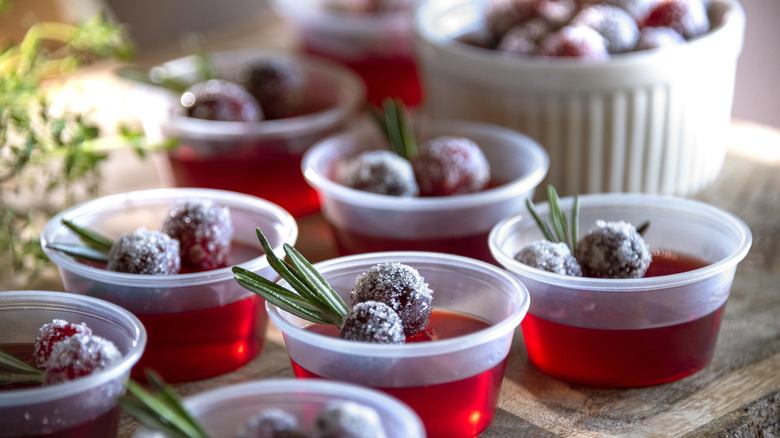 Festive garnished Jell-O shots