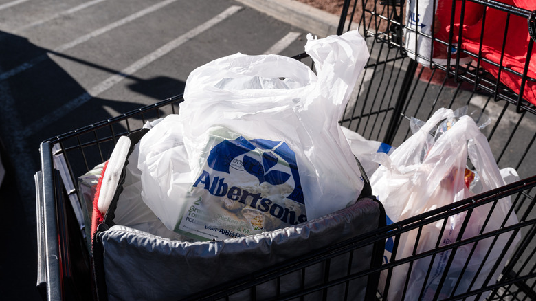 Albertsons bag in shopping cart