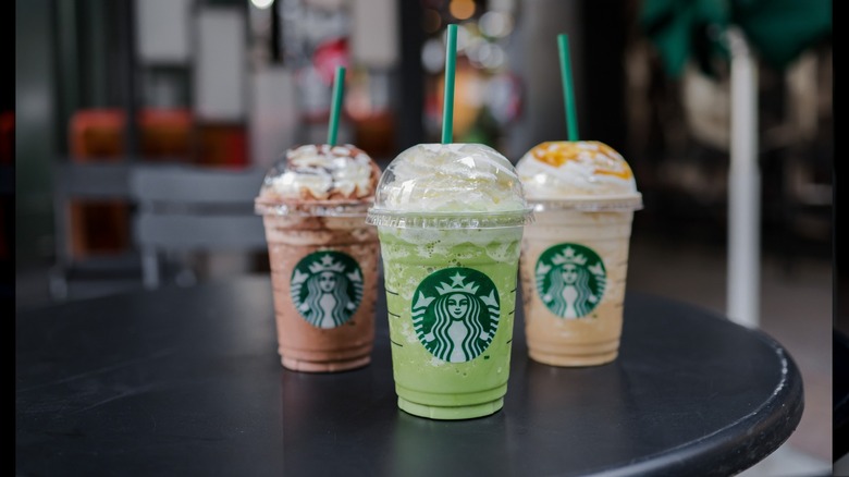 Three Starbucks frappucinos