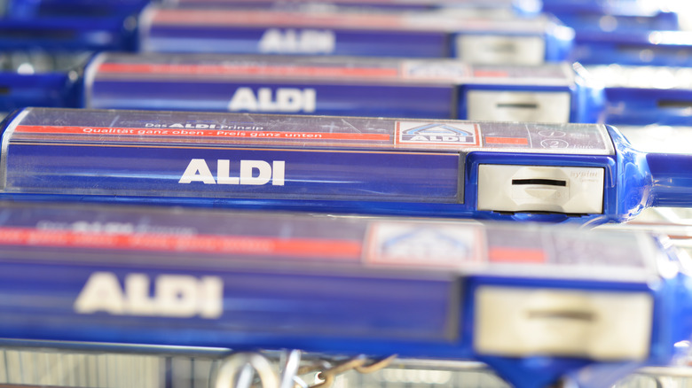 Aldi shopping carts lined up