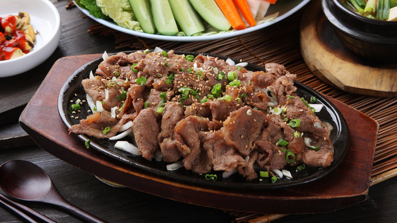 Beef bulgogi with scallions and sesame