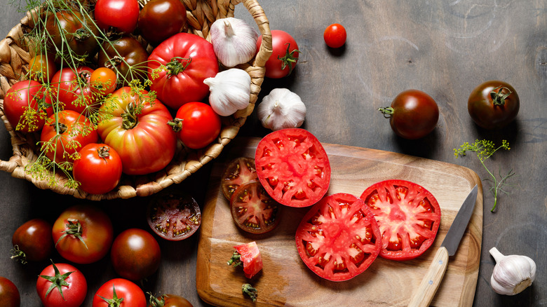 a variety of heirloom tomatoes