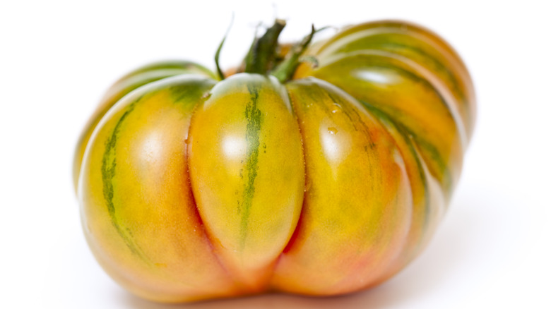 a colorful heirloom tomato