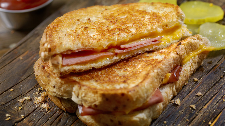 Grilled bologna cheese sandwich