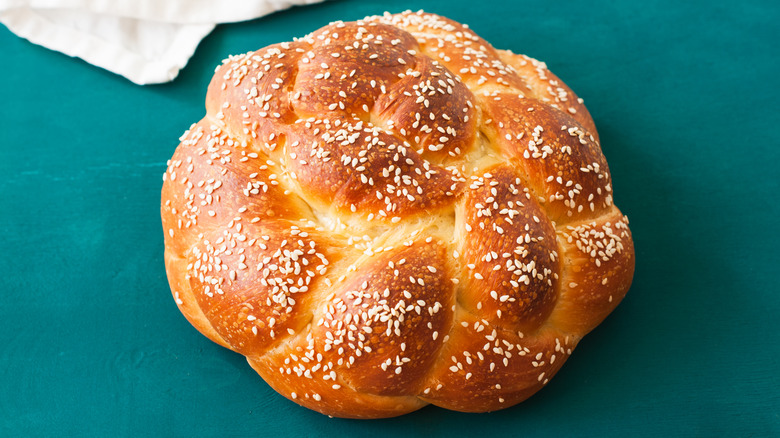 Round challah with sesame seeds