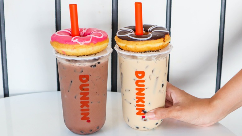 Dunkin' iced beverages and doughnuts