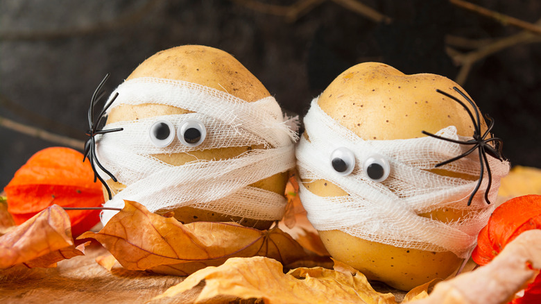 Halloween potatoes wrapped in bandages