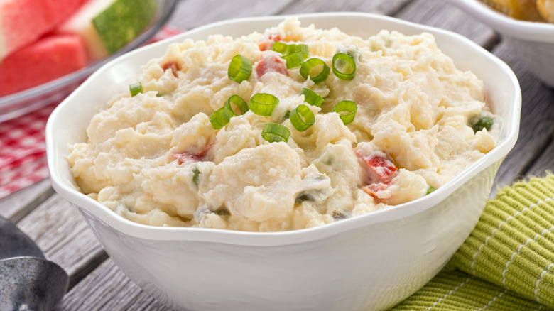 Creamy potato salad in bowl