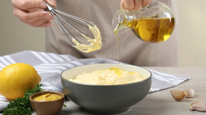 Whisking potato salad dressing