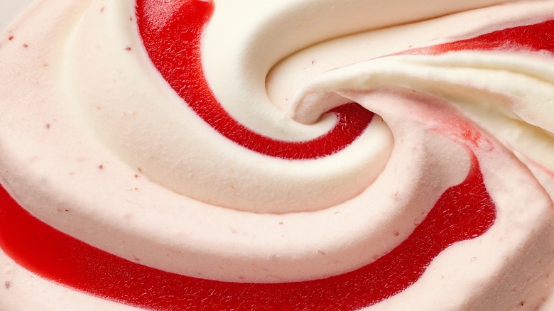 Red and white ice cream swirl