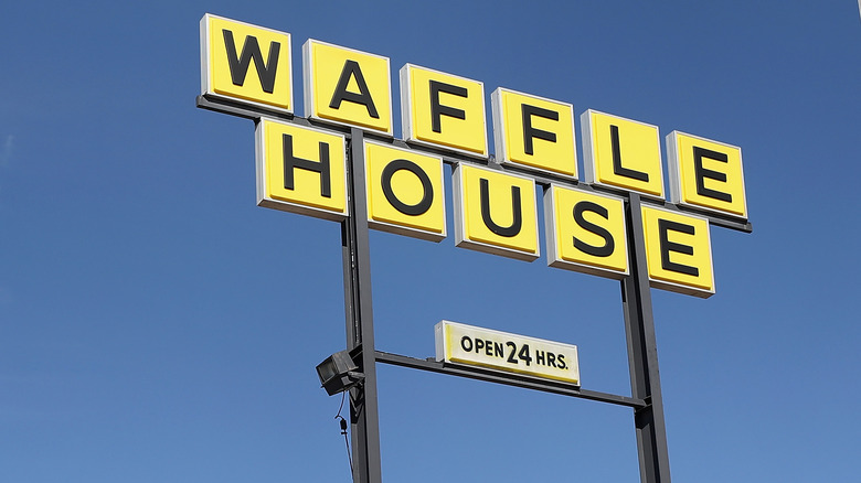 A waffle house sign