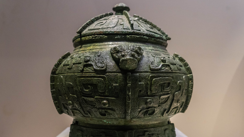 Ancient chinese bronze wine vessel