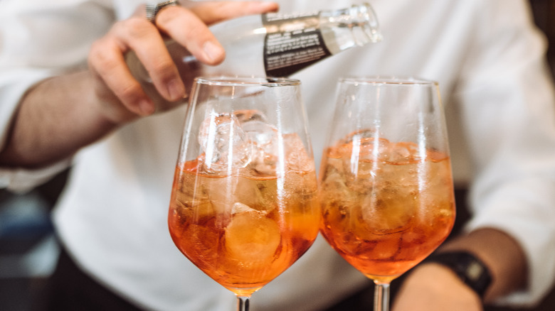 bartender making Italian soda