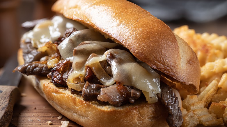 cheesesteak and fries