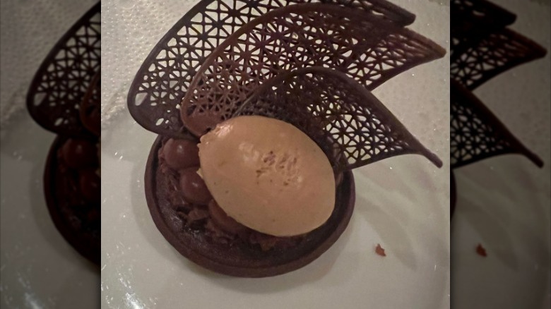 Close up of chocolate dessert at Le Bernardin