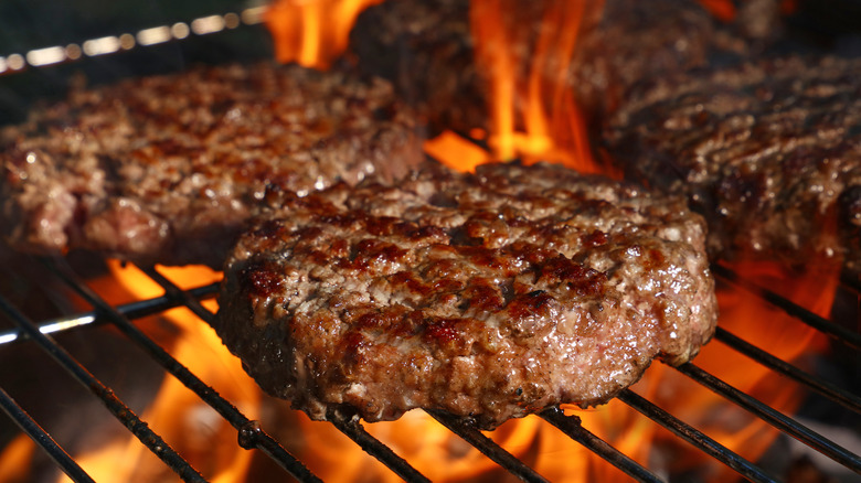 Burger patties on the grill