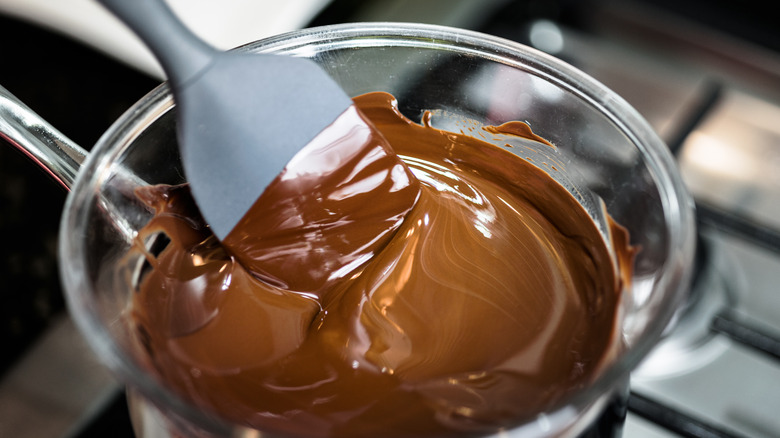 Stirring melted chocolate