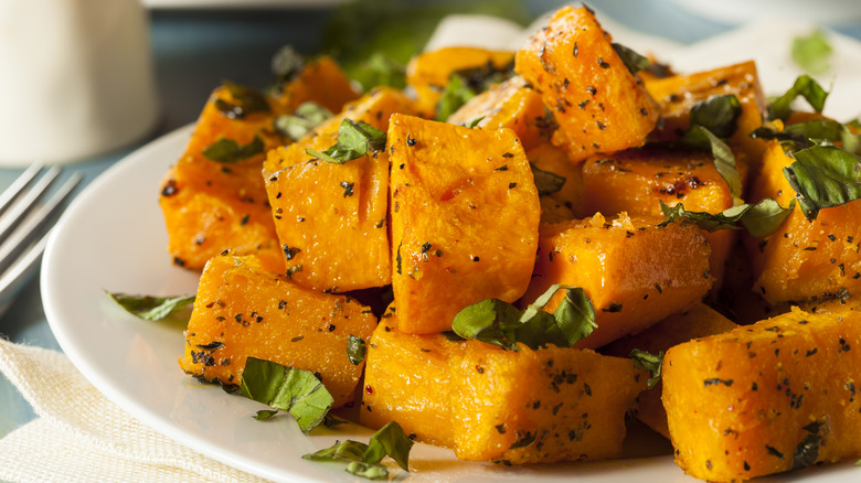 Roasted butternut squash with herbs