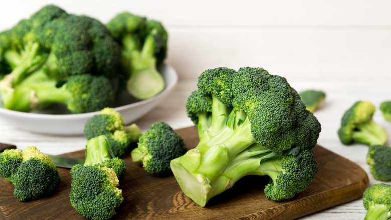 Broccoli on cutting board