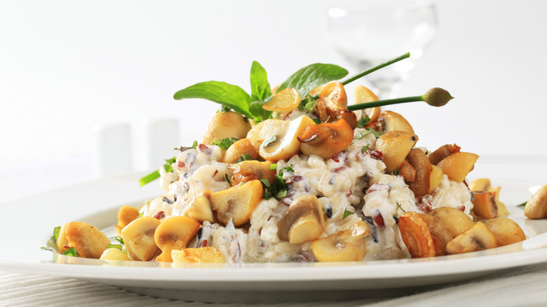 rice salad with nuts and mushrooms