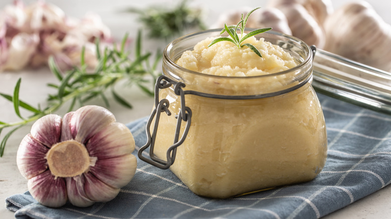 Garlic paste in a jar