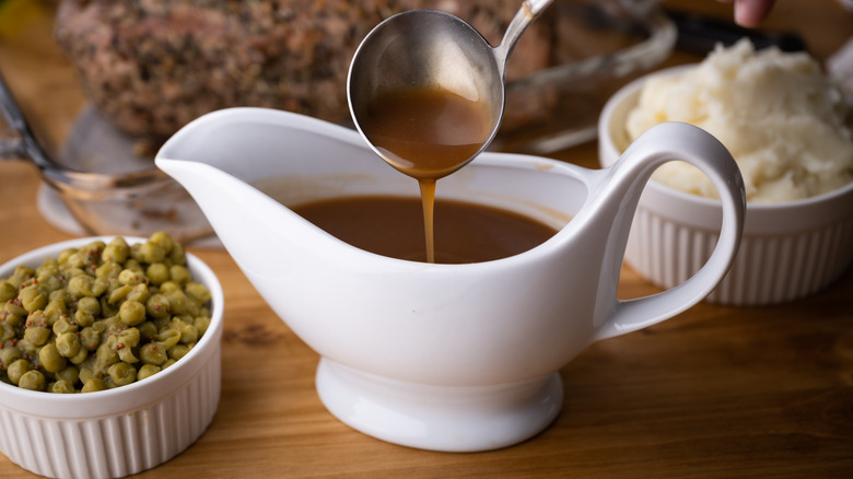 Gravy boat on tabletop