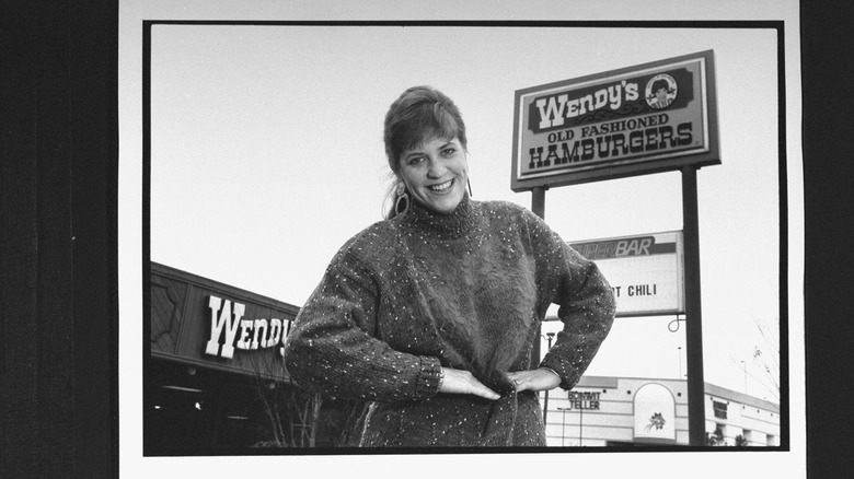 Dave Thomas's daughter outside Wendy's