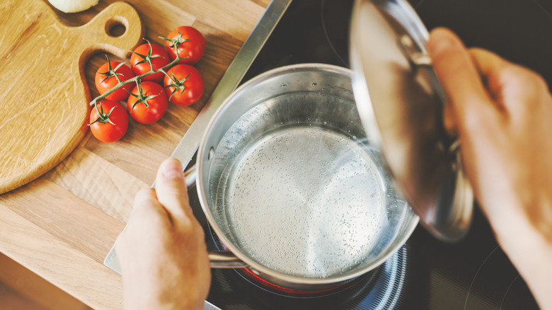 Pot of water on electric stove