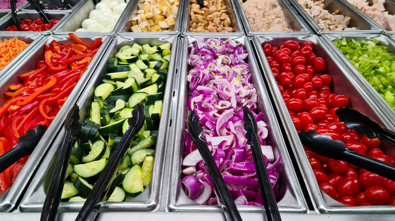 salad bar pans and tongs