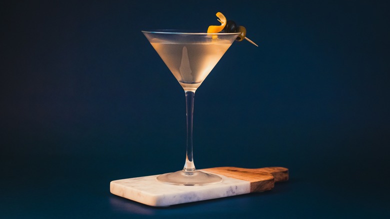 martini on cutting board