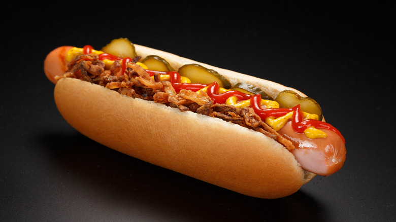 Hot dog on dark background