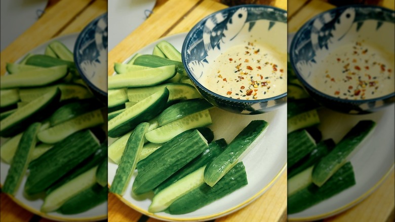 Miso ranch with cucumbers