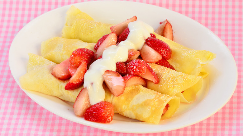 Strawberries on crepes