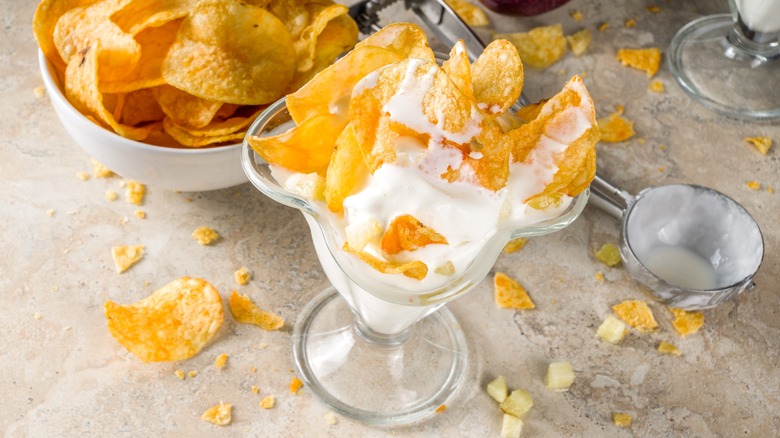 chips on vanilla ice cream