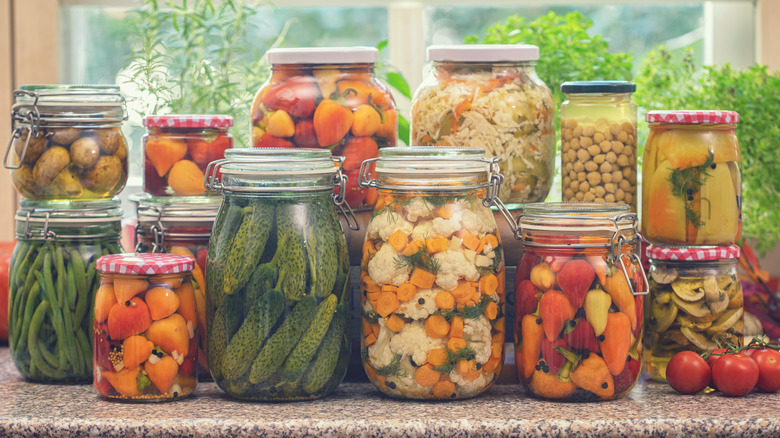 vegetables in glass jars