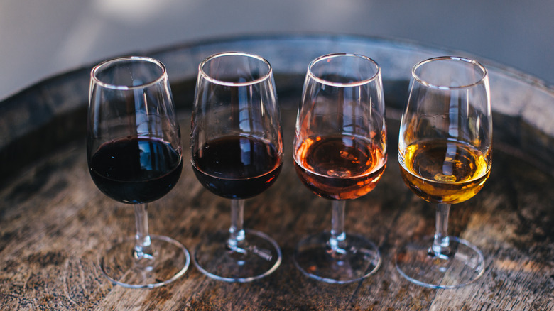 Port wine in tasting glasses