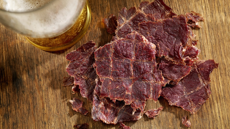 Beef jerky with beer