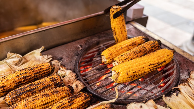 Corn being grilled