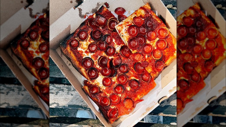 square pizza with pepperoni cups