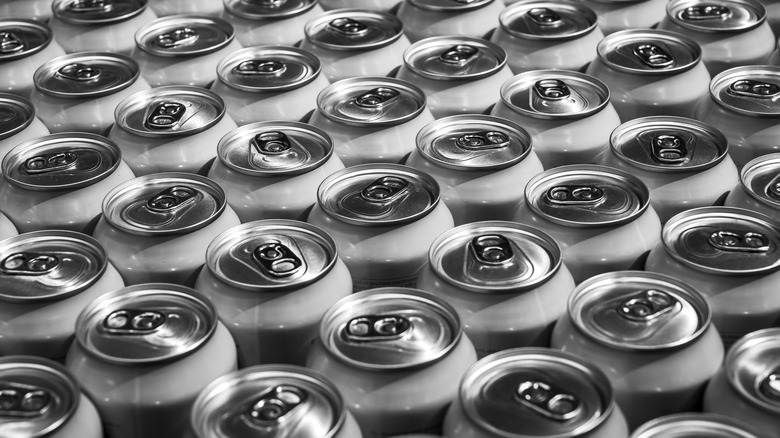 rows of aluminum soda cans