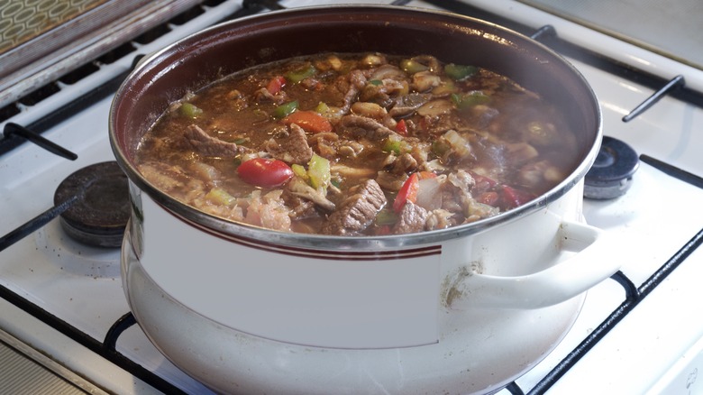 simmering beef stew